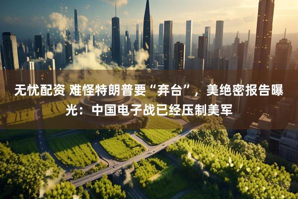 无忧配资 难怪特朗普要“弃台”，美绝密报告曝光：中国电子战已经压制美军